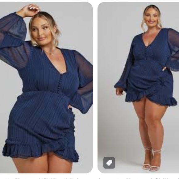 Showpo. Blue Amoretta Chiffon Mini Dress Long Sleeves Showpo - Picture 2 of 10